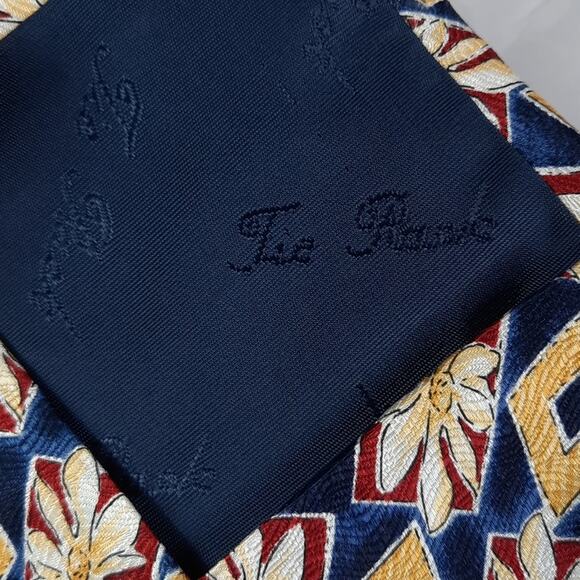 Charleston Tie Rack Floral Silk Tie Yellow Blue - Picture 4 of 8